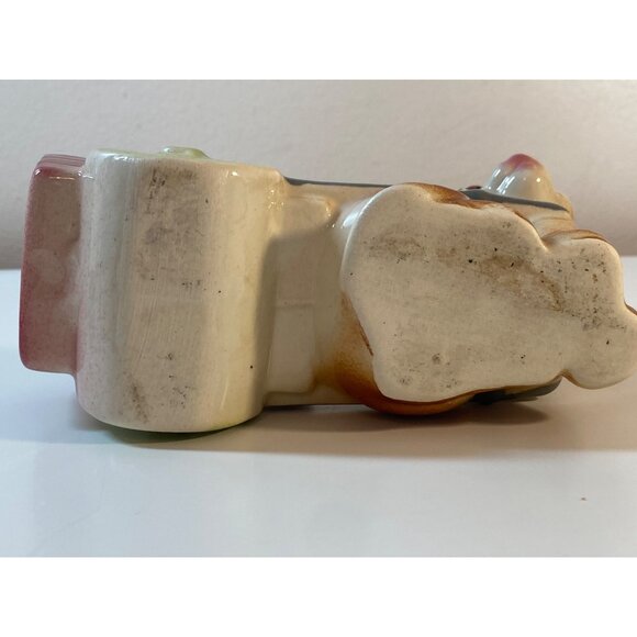 VTG Planter Ceramic Pottery Kitschy Donkey Burro Pulling Wagon Cart - Picture 13 of 14